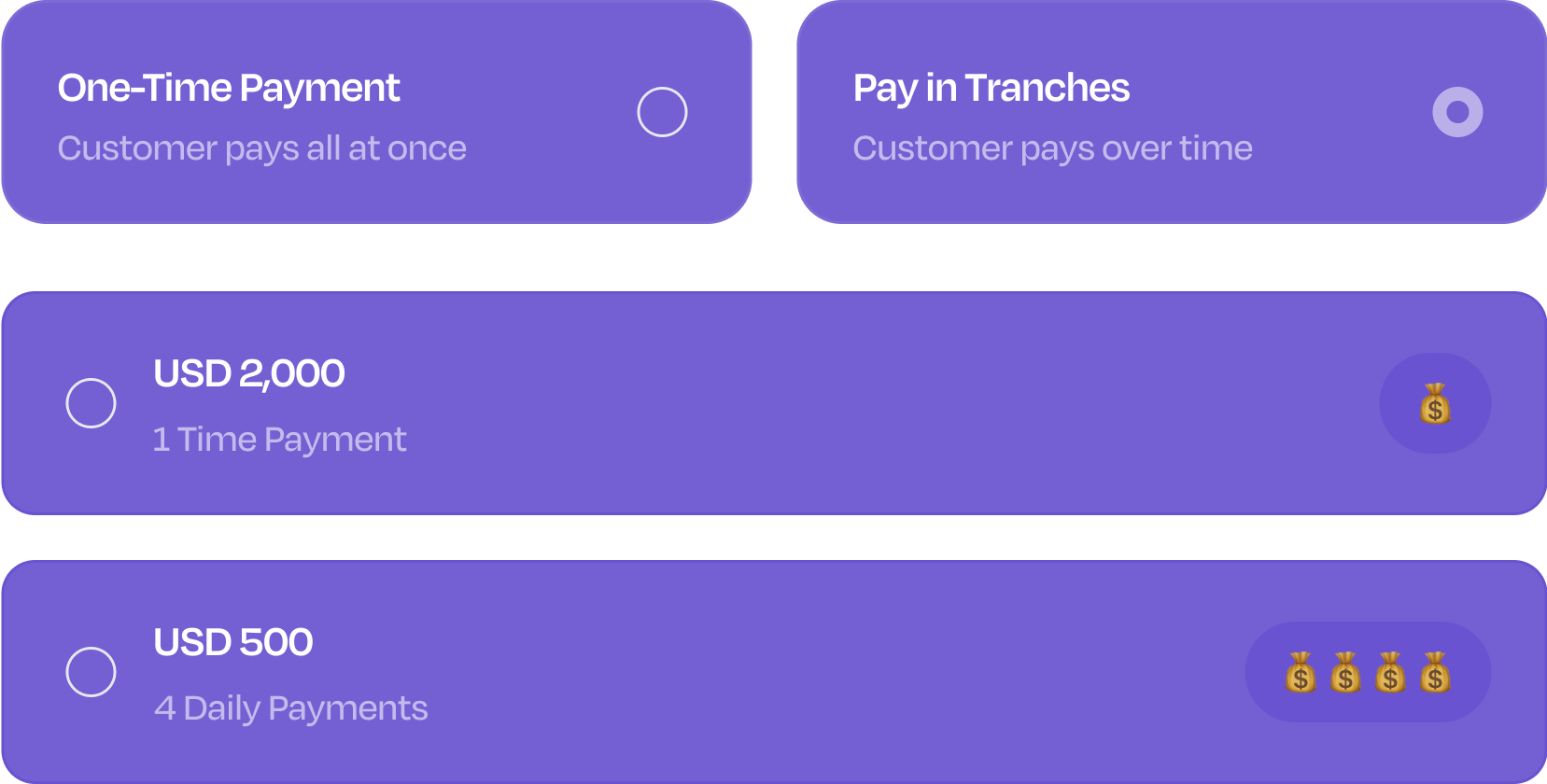 One-time and installment invoice payment structures