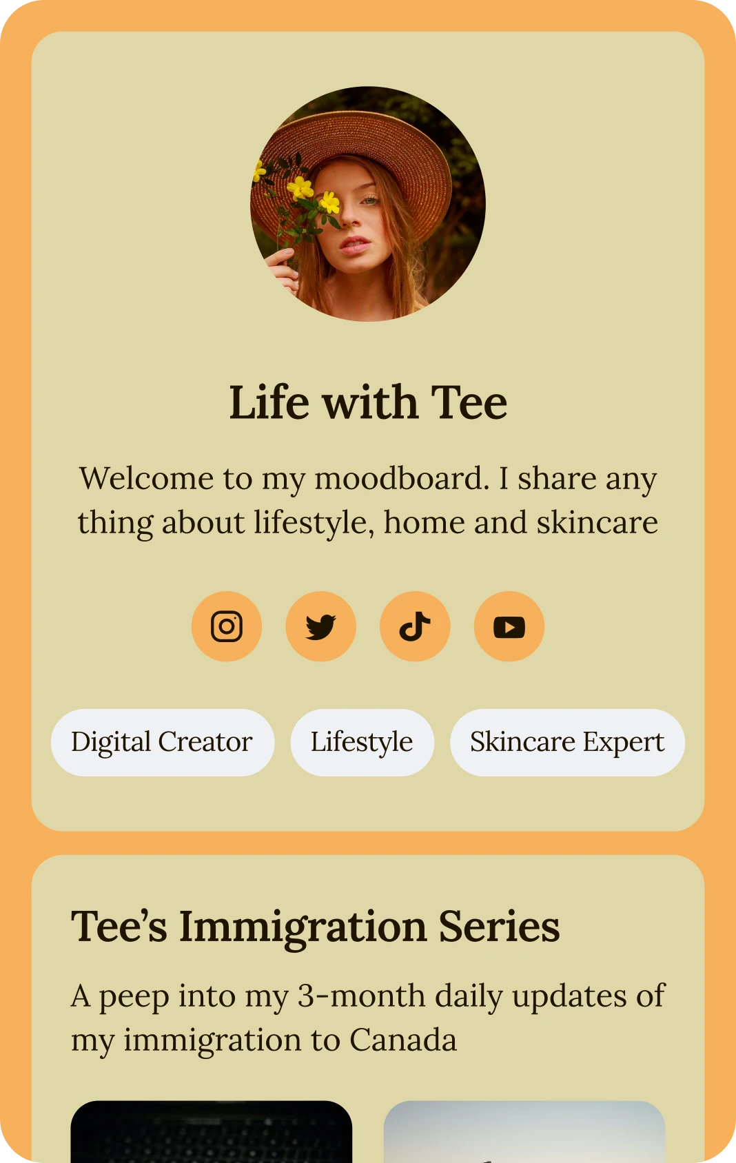 Amber Ochre creator link in bio template