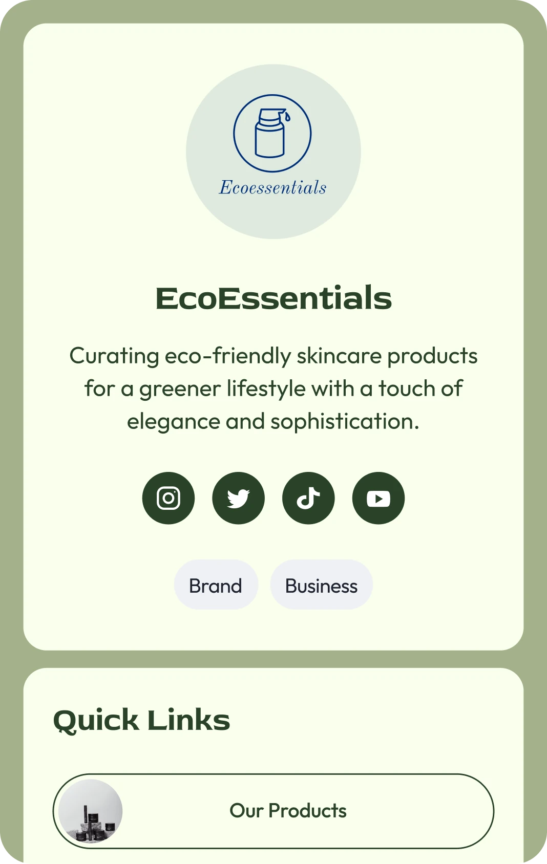 Mint Mist creator link in bio template