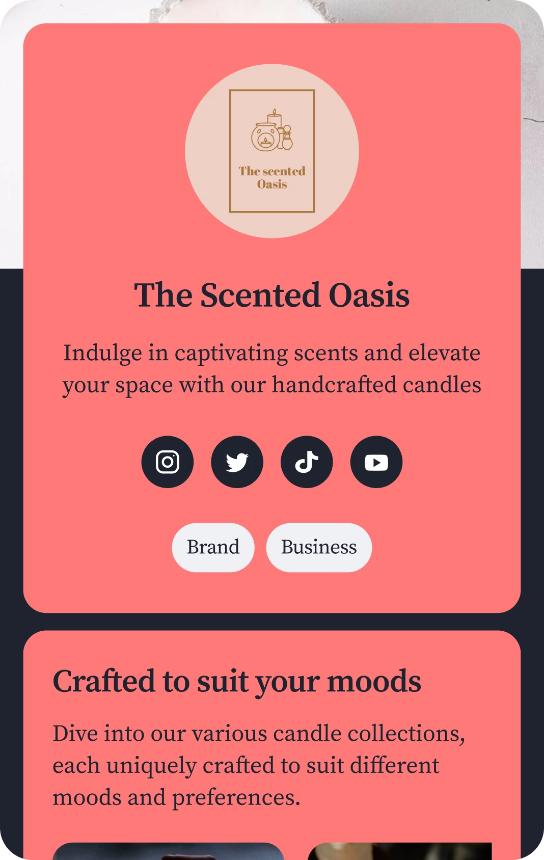 Ruby Dusk creator link in bio template