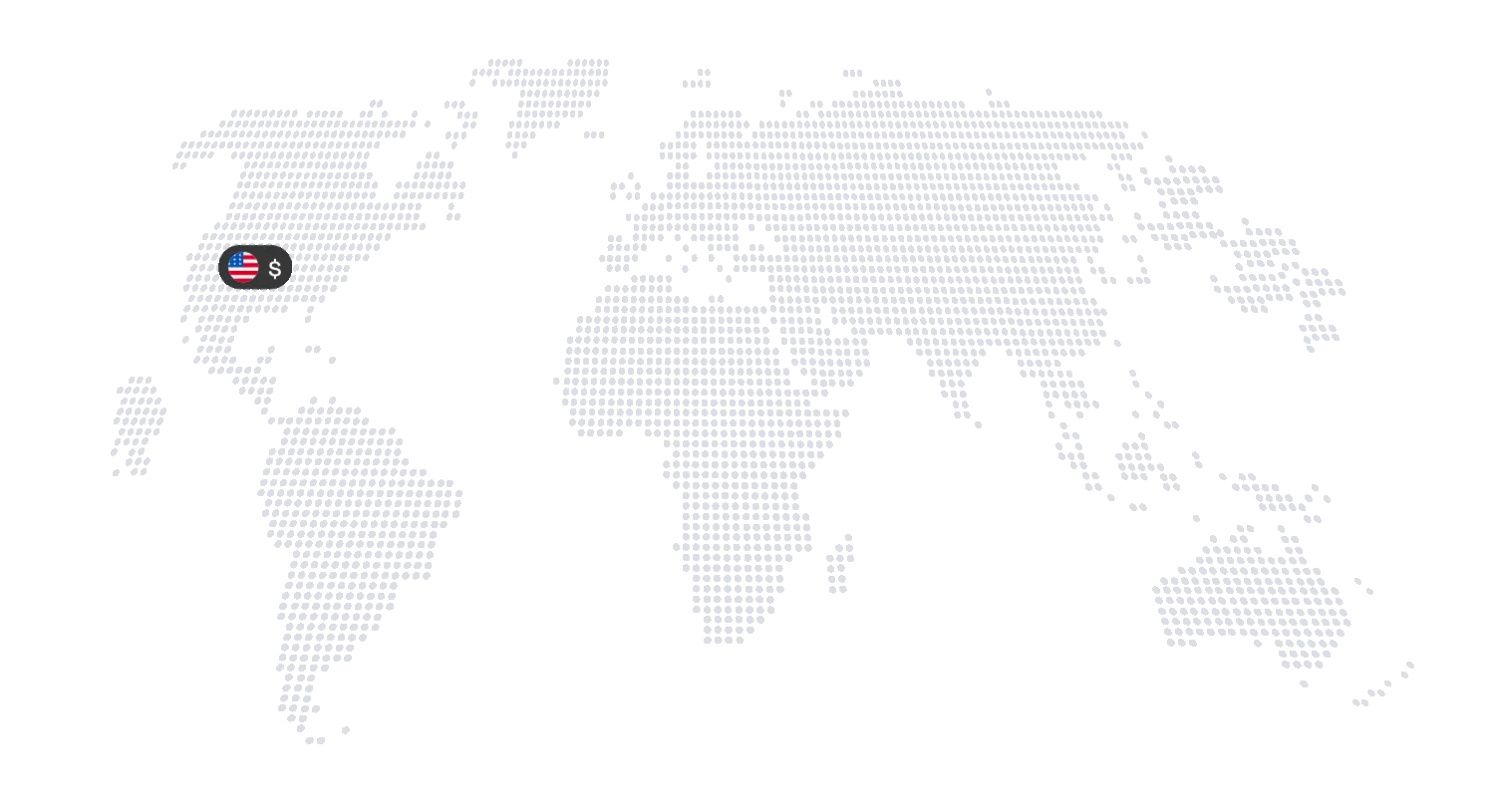 Payments moving across a map in local currencies